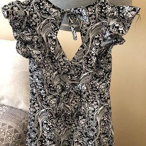 Ruffled sleeve long backless dress